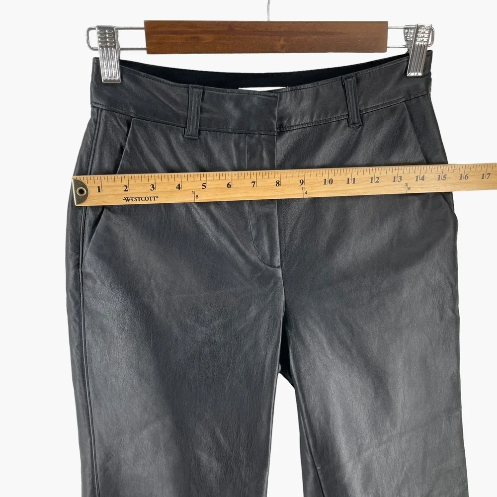 Aritzia Babaton Black Vegan Leather‎ Command Cropped Pant Straight Pants Size 2